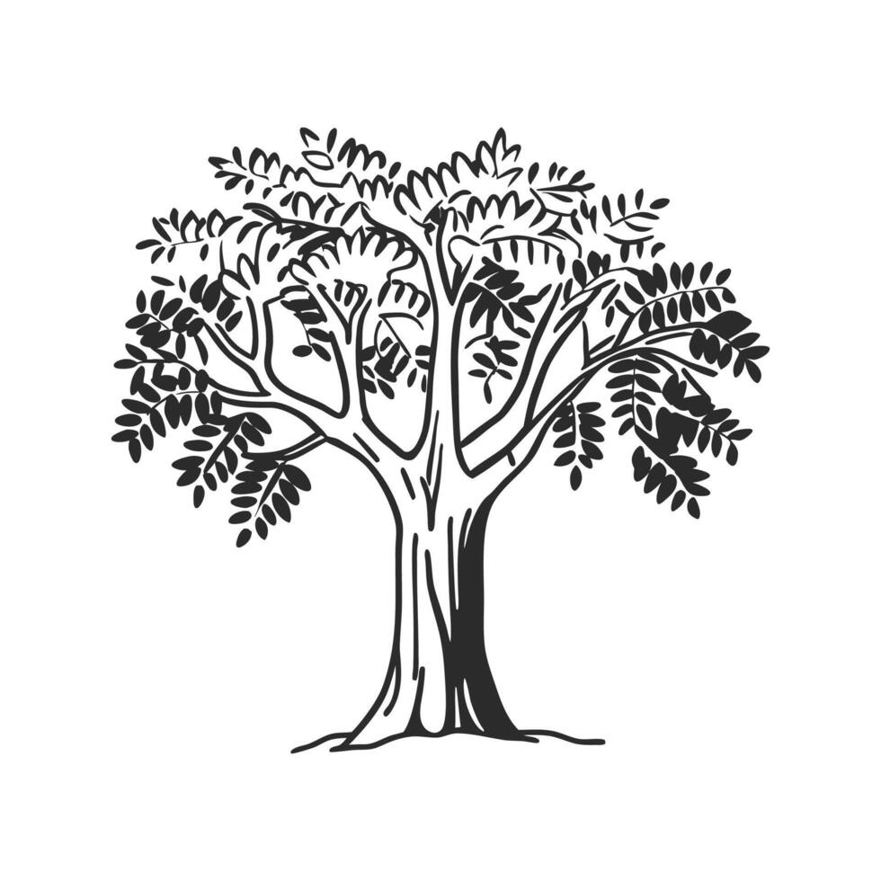 Locust Tree Bold Outline Design vector
