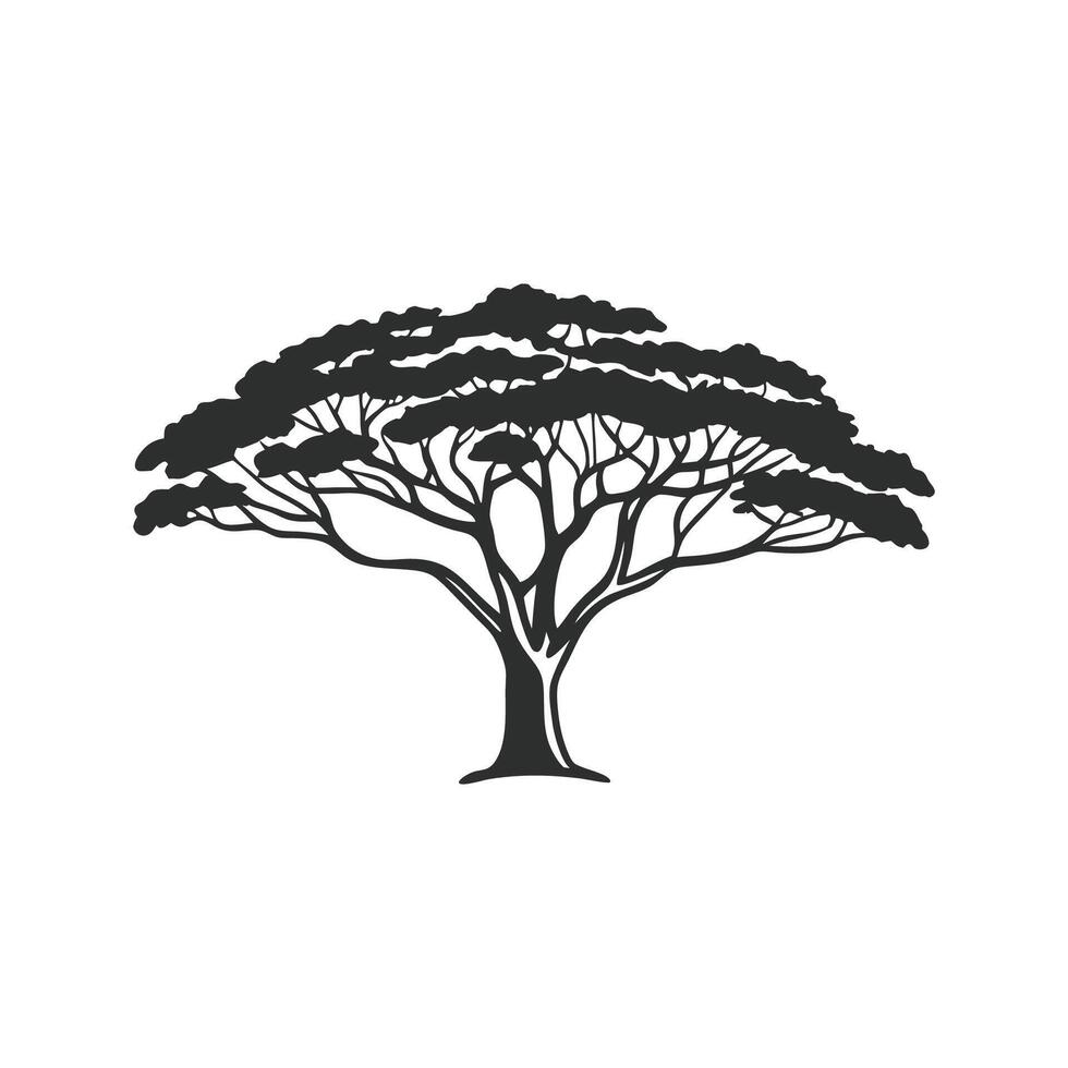 Stylized Outline of Monkeypod Tree vector