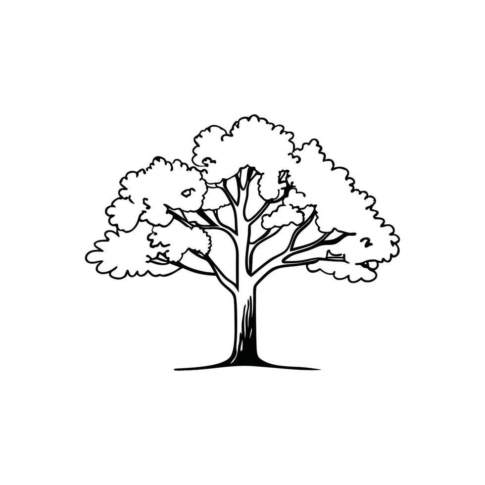 Bold Outline of Oak Tree Design vector
