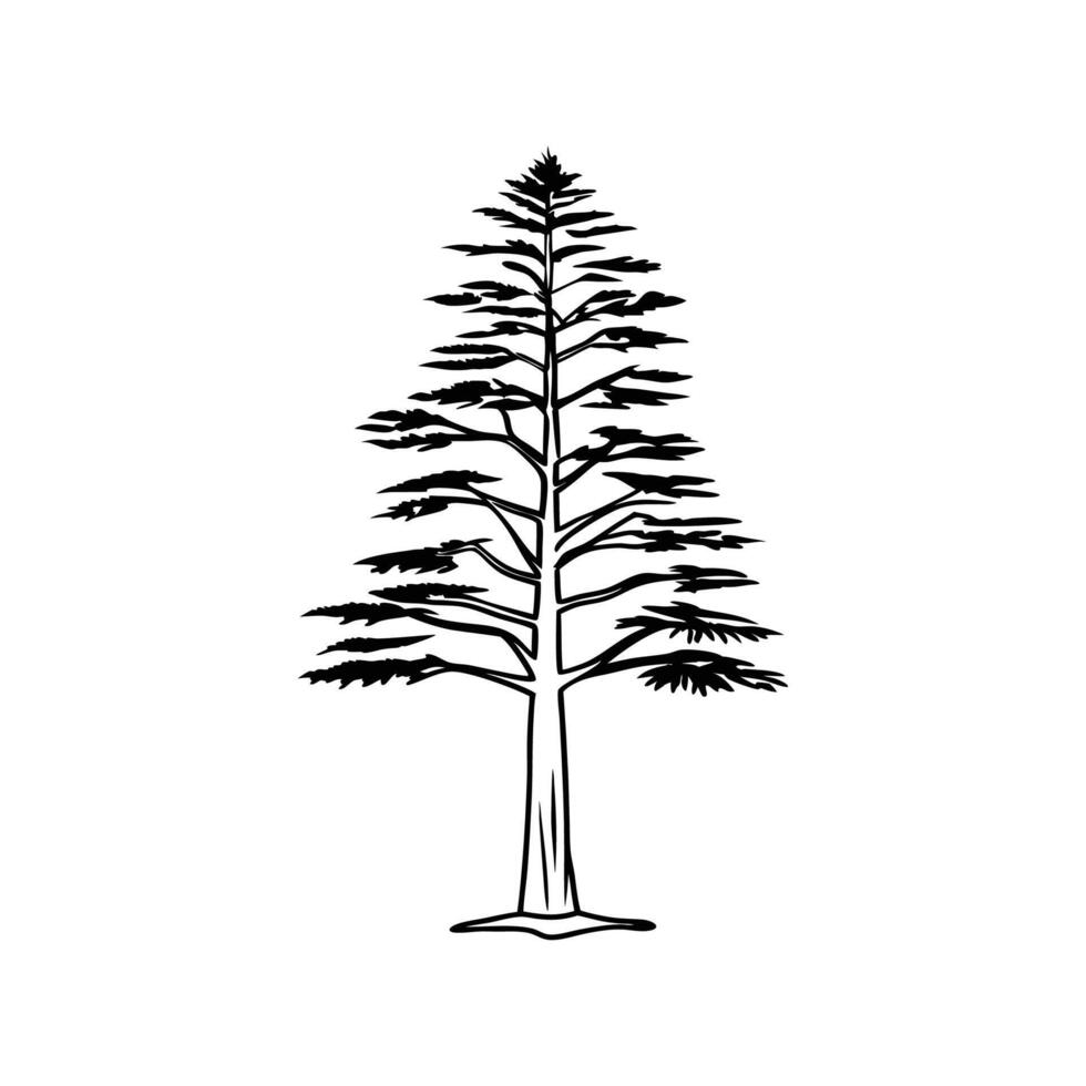 Pencil Cedar Tree Bold Outline Art vector
