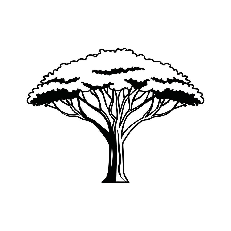 Stylized Outline of Persian Ironwood Tree vector