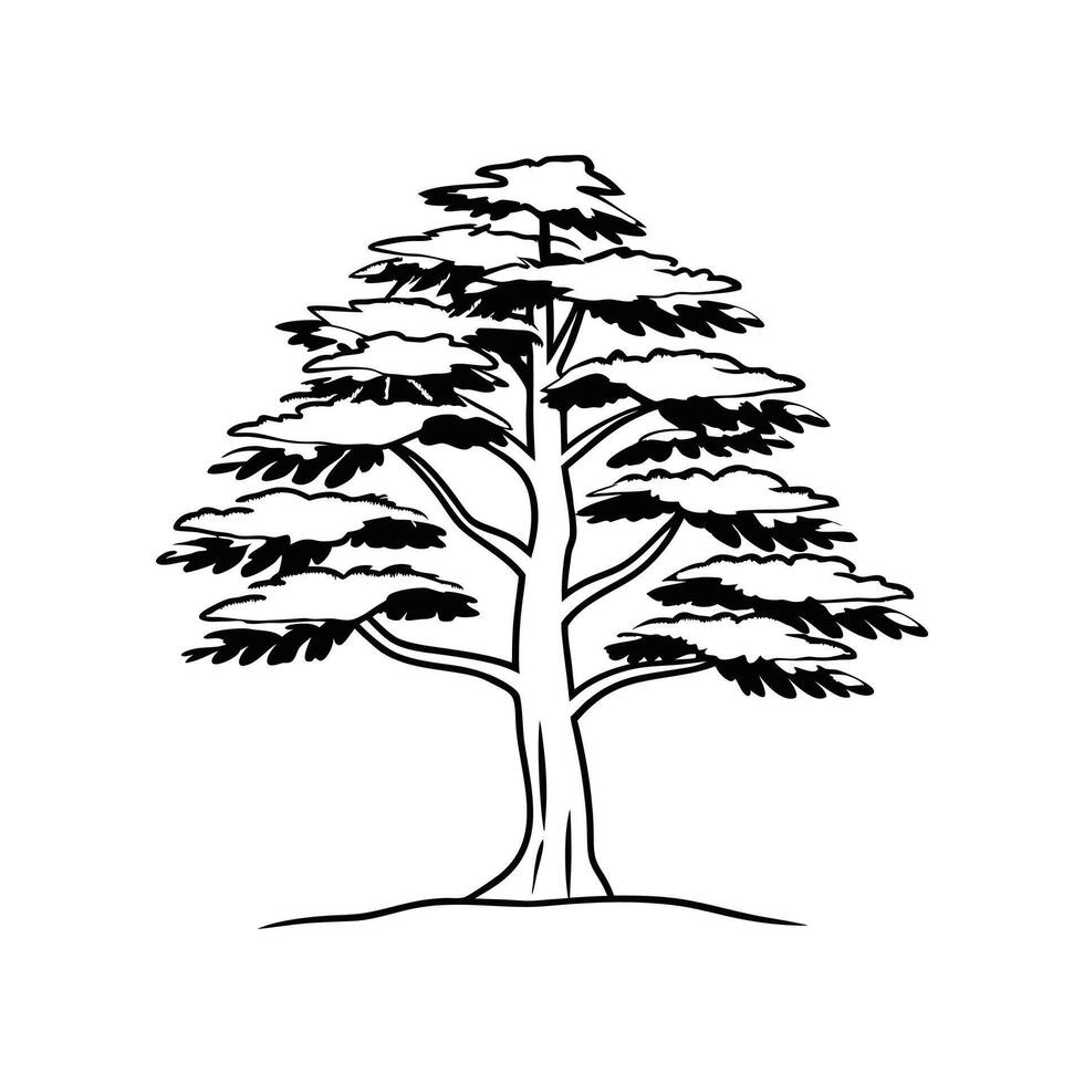 Stylized Outline of Pencil Cedar Tree vector