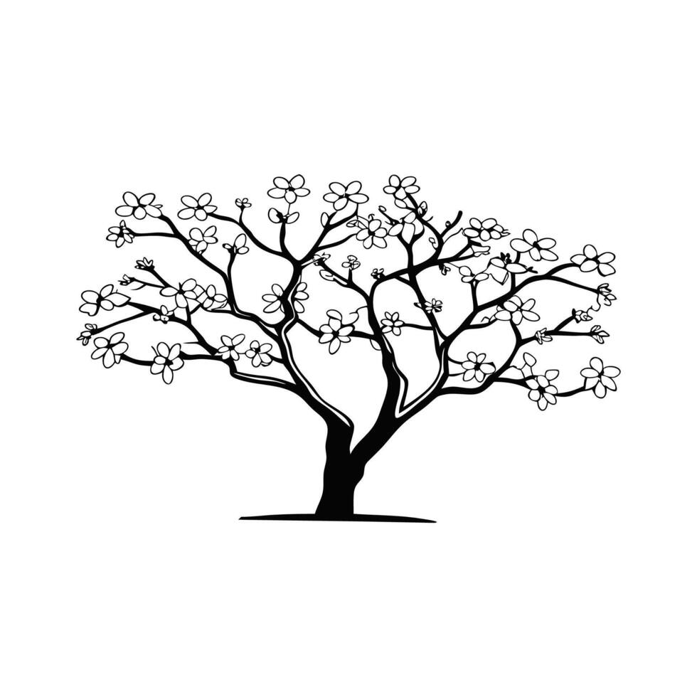 Stylized Outline of Black Cherry Tree vector
