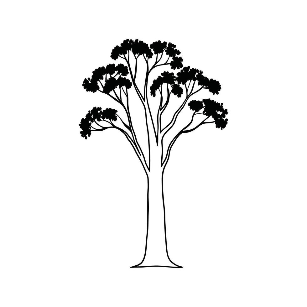 Blue Gum Eucalyptus Tree Bold Outline Art vector