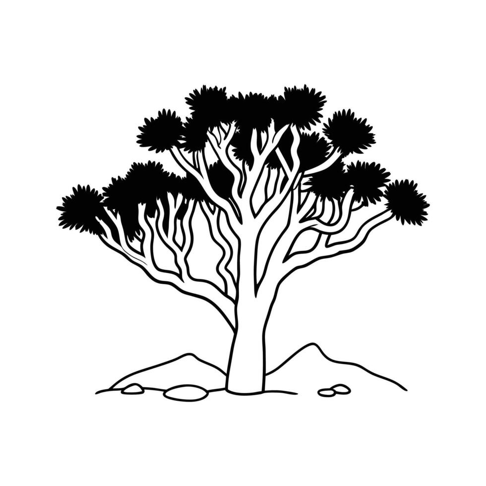 Desert Ironwood Tree Bold Outline Art vector
