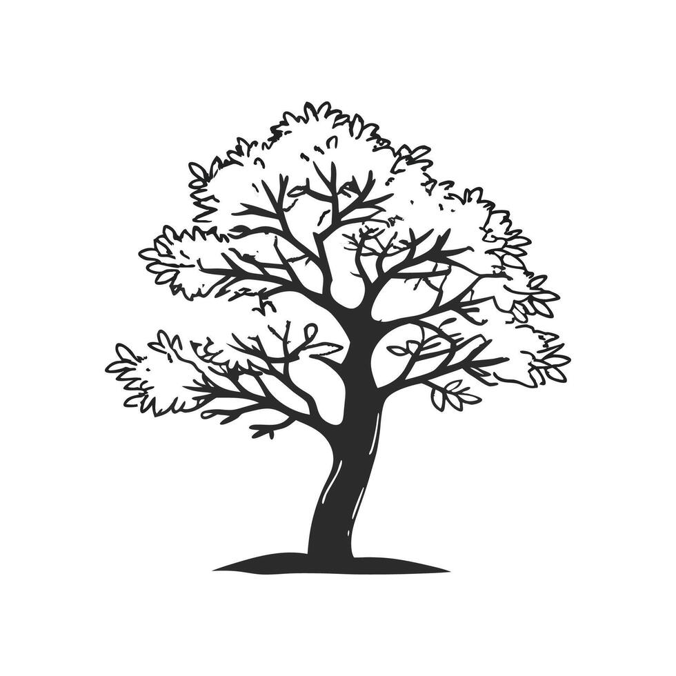 Dwarf Almond Tree Bold Outline Art vector
