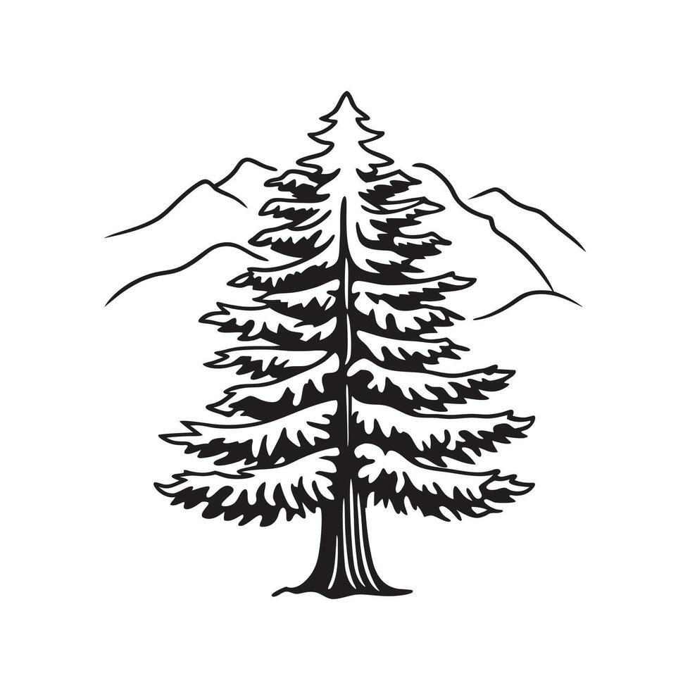 Himalayan Fir Tree Bold Outline Art vector