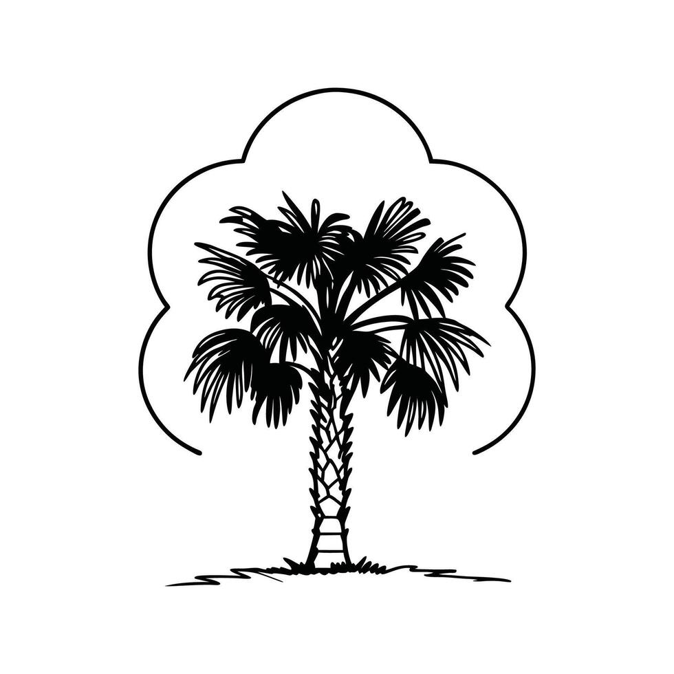 Japanese Fan Palm Tree Bold Outline Art vector