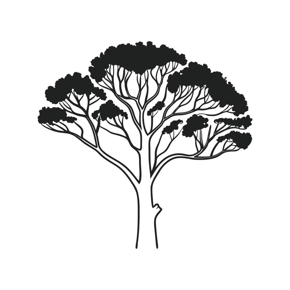 Italian Stone Pine Tree Bold Outline Art vector