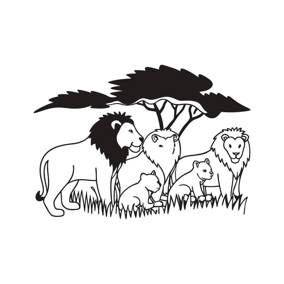 Creative Design of Lion Pride Outline vector