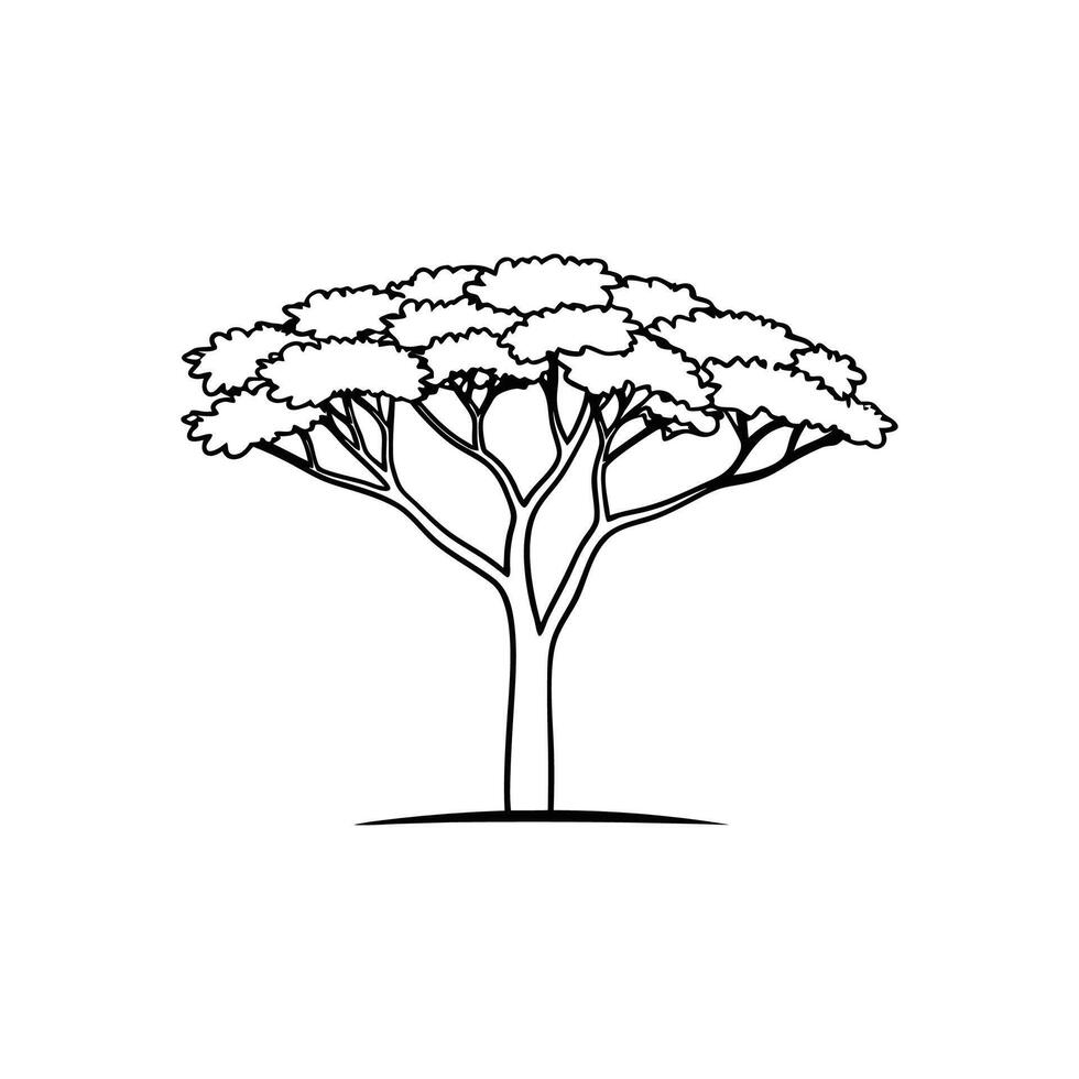 Madagascar Olive Tree Bold Outline Art vector
