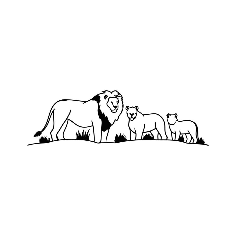 Lion Pride Bold Outline Art vector