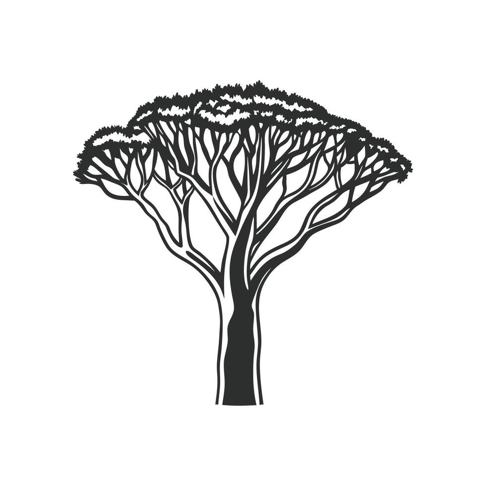 Monkey Ear Tree Bold Outline Art vector
