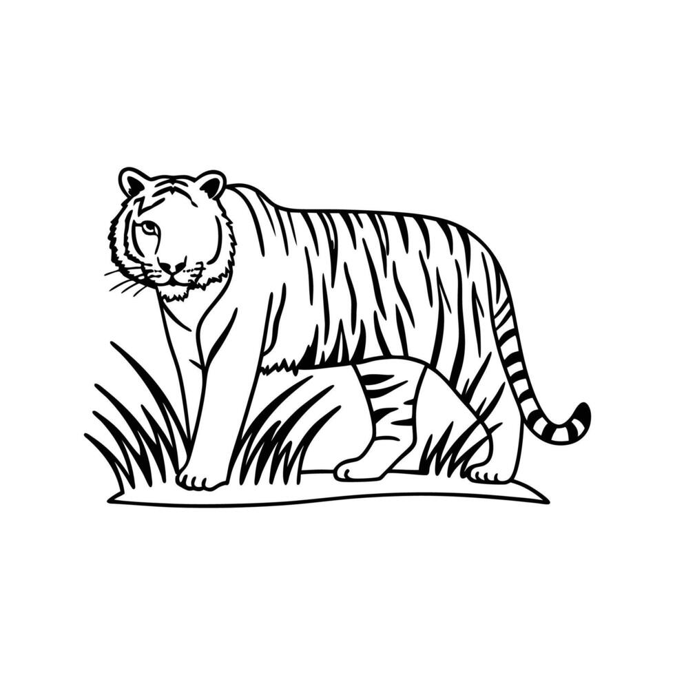 Stylized Tiger in Hunting Position vector