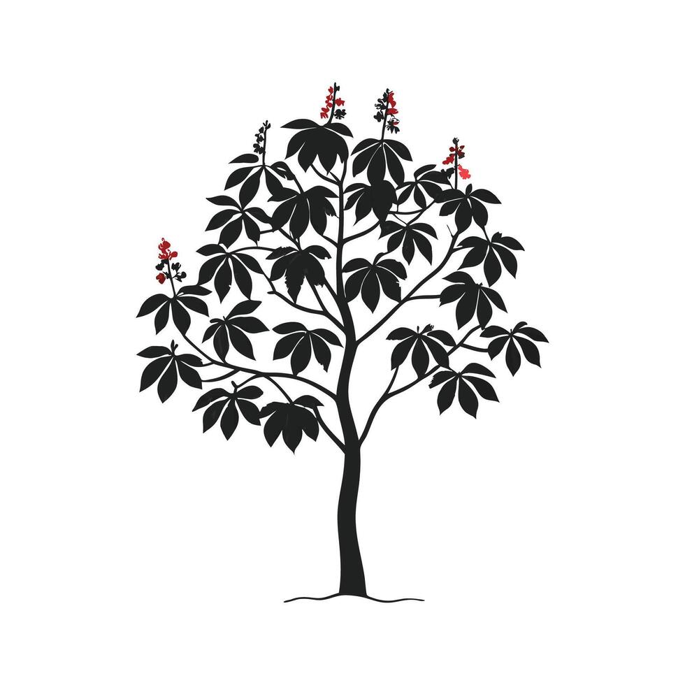 Charming Red Buckeye Tree Illustration vector