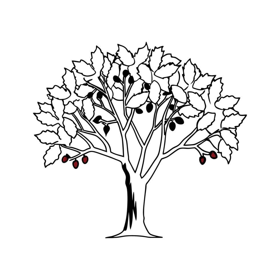 Stylized Red Mulberry Tree Design vector