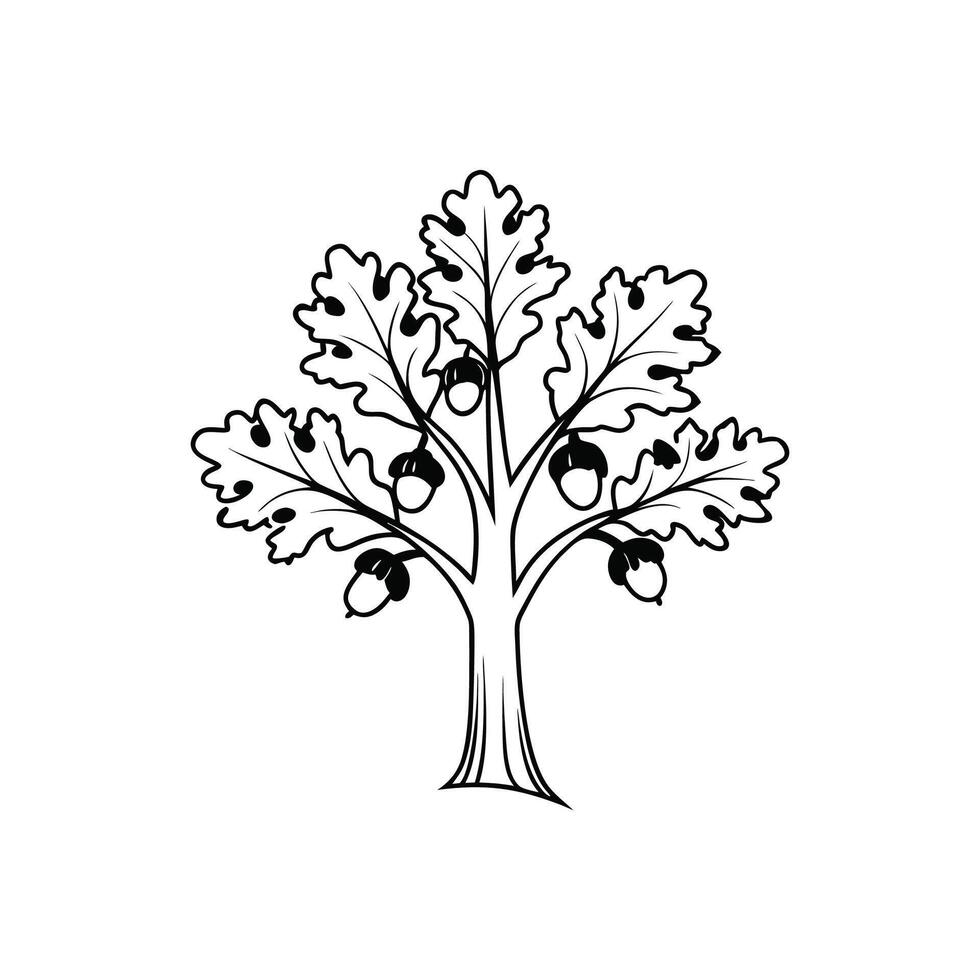 Vivid Scarlet Oak Tree Design vector