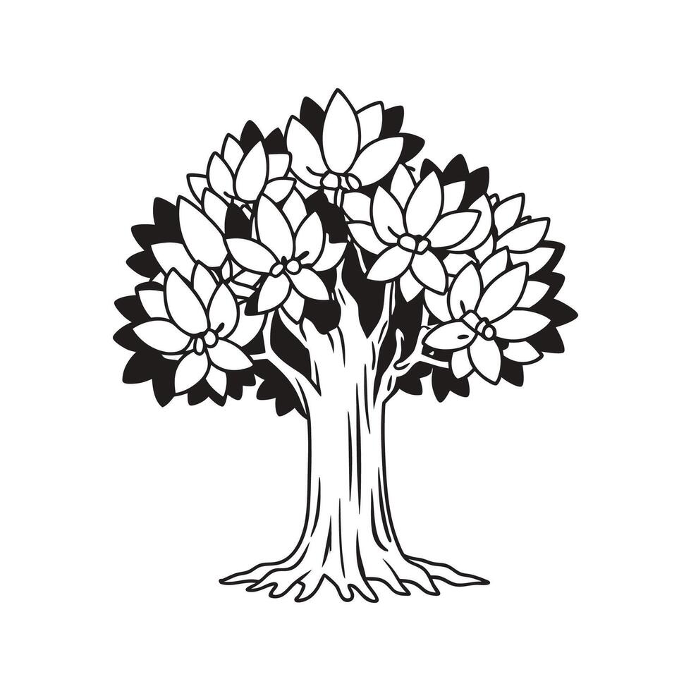 Southern Magnolia Tree Artistic Design vector