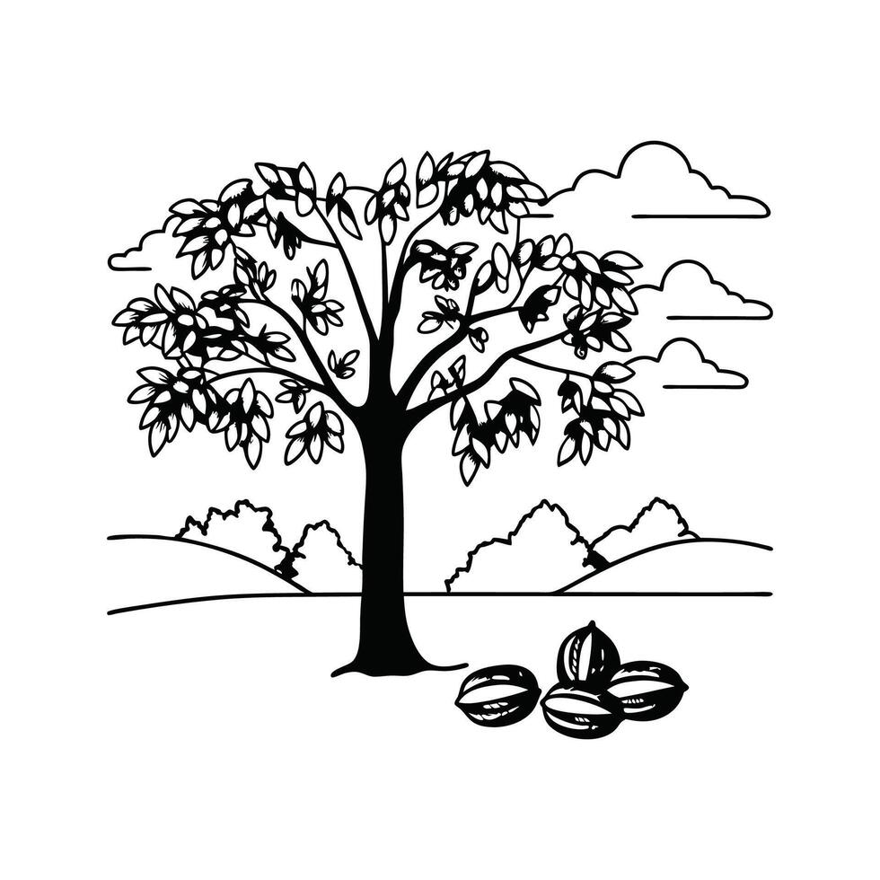 Vivid Walnut Tree Design vector
