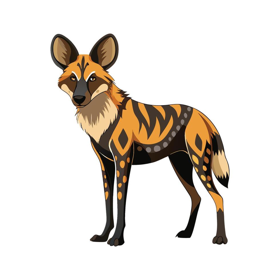 Stylish African Wild Dog for Art Projects vector