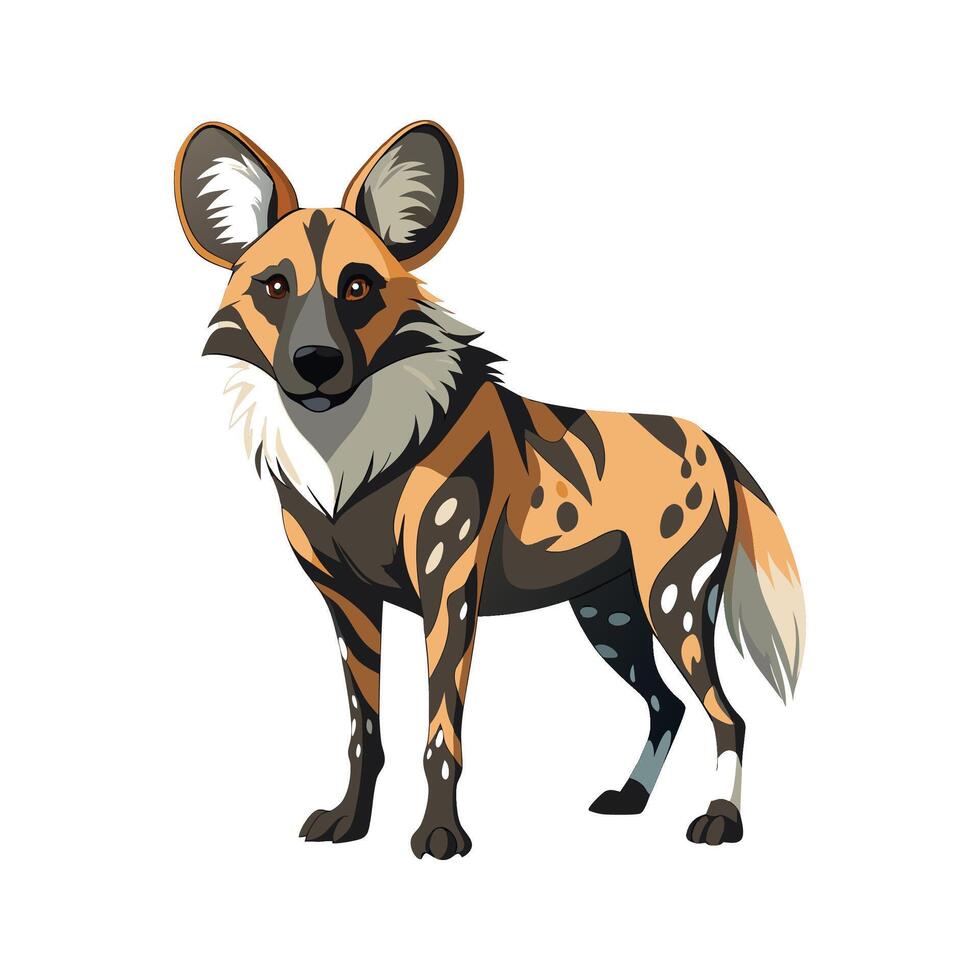 Unique African Wild Dog Art vector