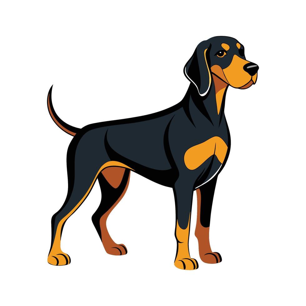 Stylish Black and Tan Coonhound Illustration vector