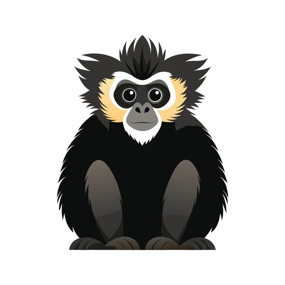 Distinct Black Crested Gibbon Illustration vector