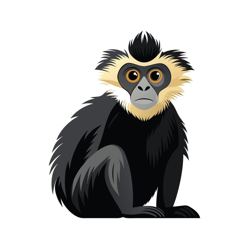 Creative Black Crested Gibbon Design vector