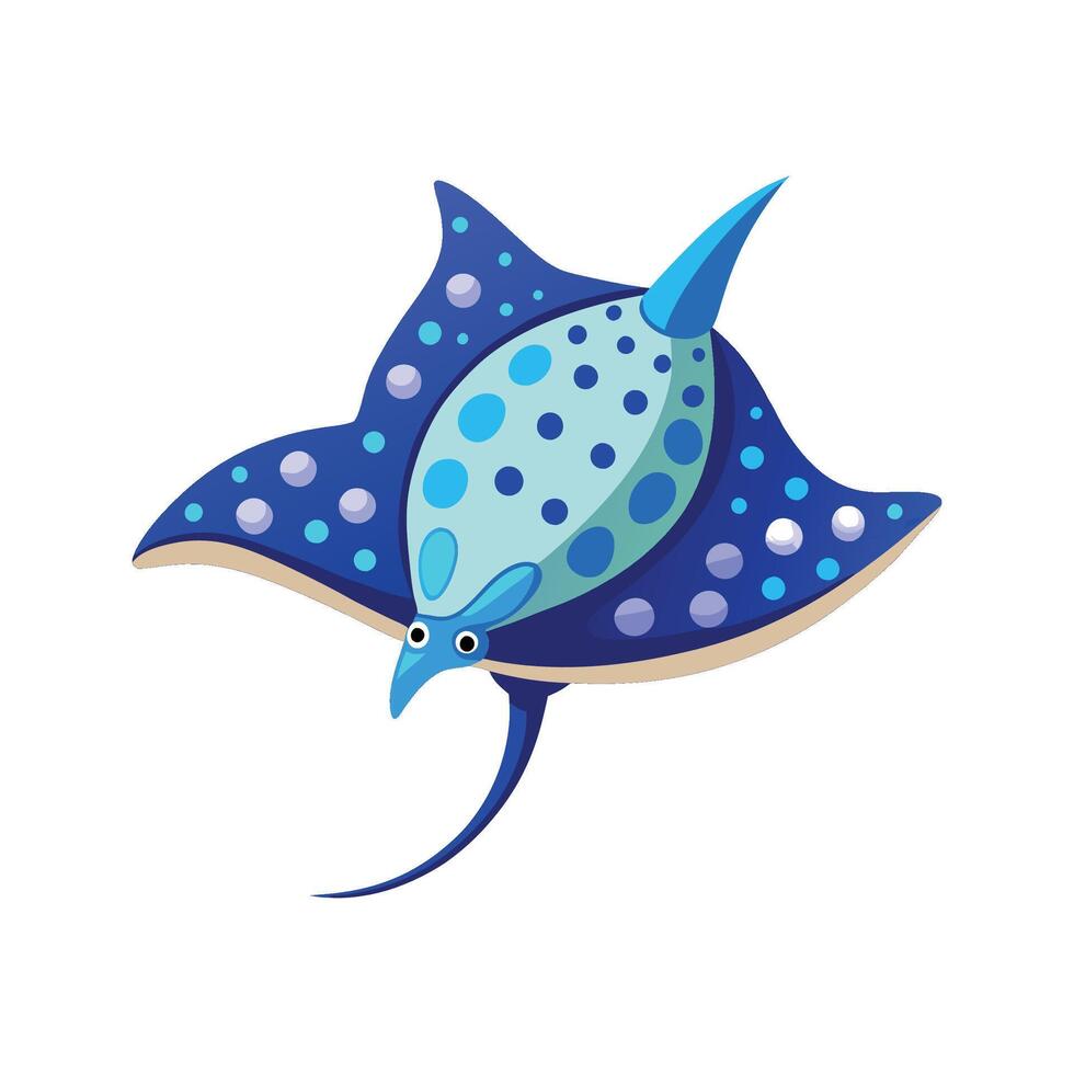 Unique Blue Spotted Stingray Art for Projects vector