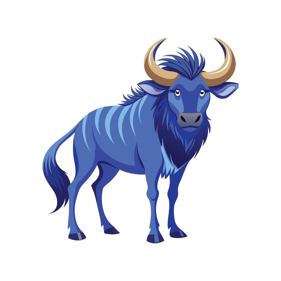 Stylish Blue Wildebeest Art for Projects vector