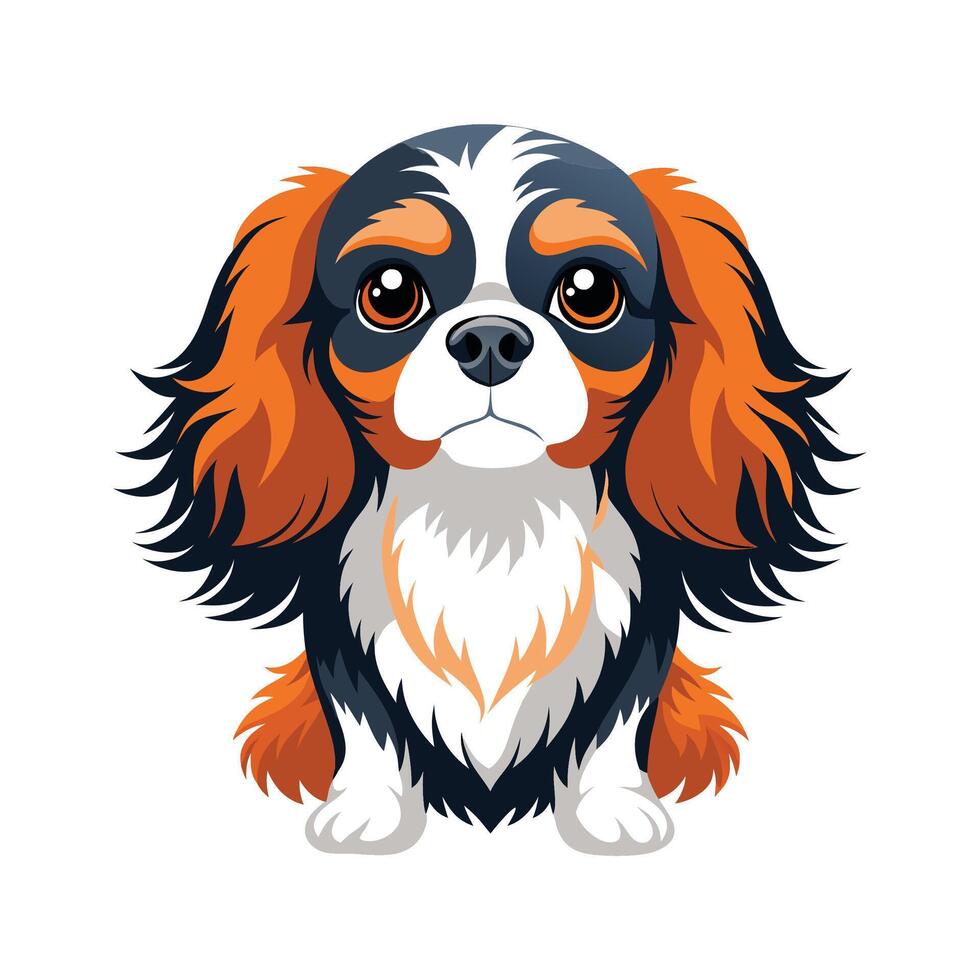 Playful Cavalier King Charles Spaniel in Garden vector