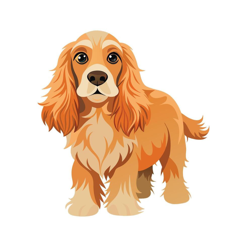 Cocker Spaniel Sitting Close to Family vector