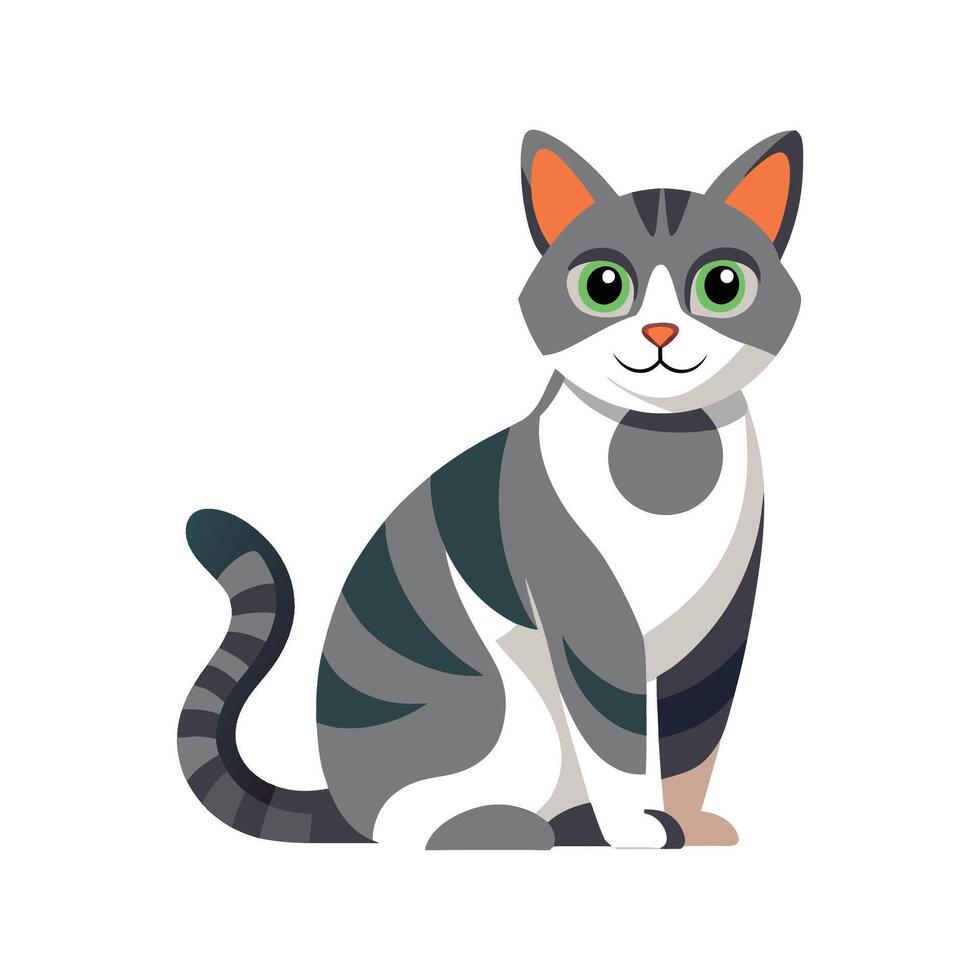 Charming Domestic Cat with Unique Traits vector