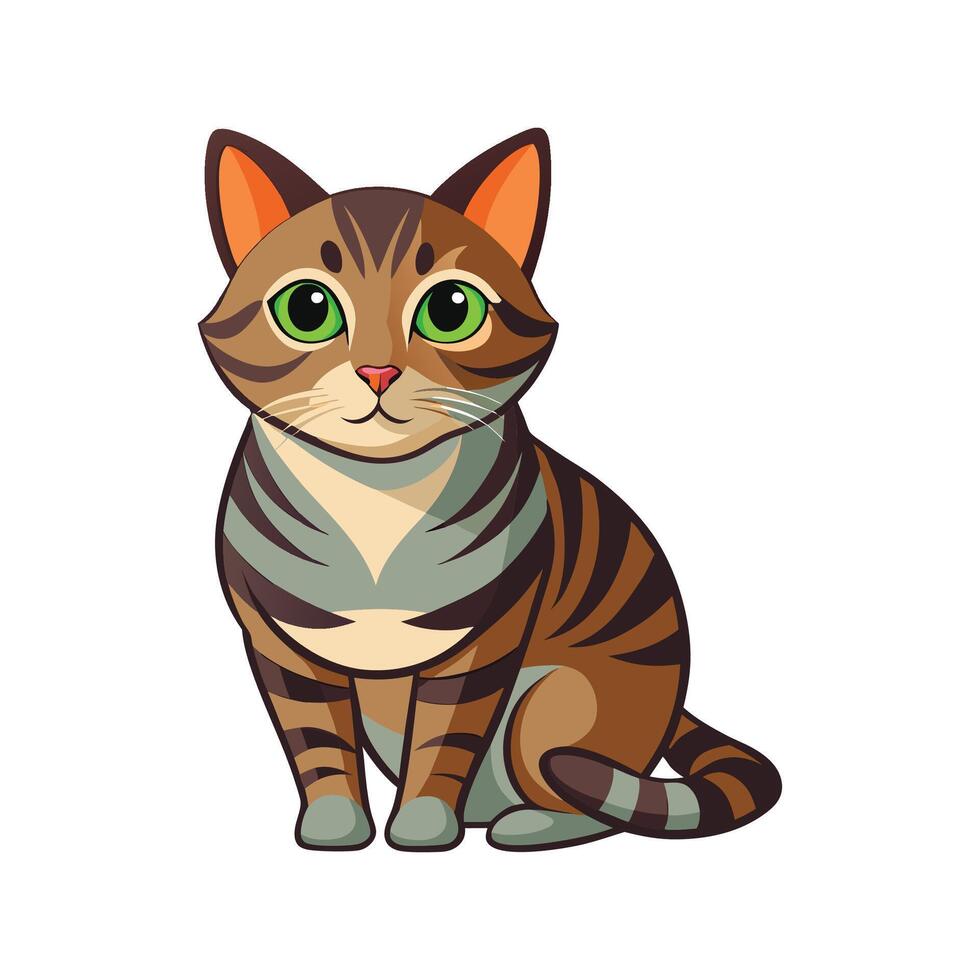 Playful Domestic Cat at Rest in Sun vector