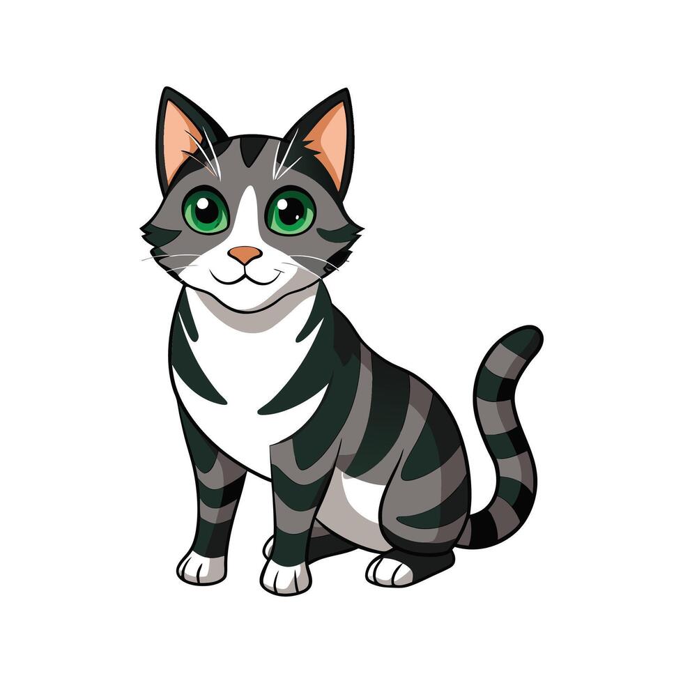 Adventurous Domestic Cat in Garden vector