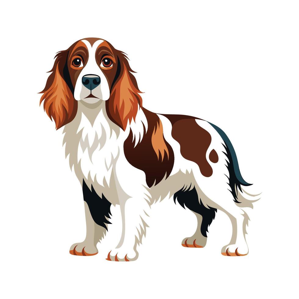 Adventurous English Springer Spaniel on Quest vector
