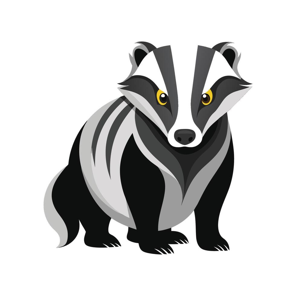 Playful European Badger Family Outdoors vector