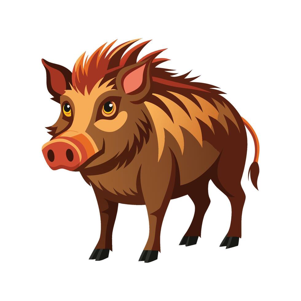 Wild European Boar Sniffing the Ground vector