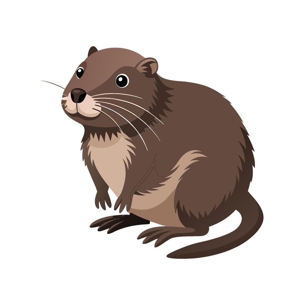 Playful European Water Vole in Nature vector