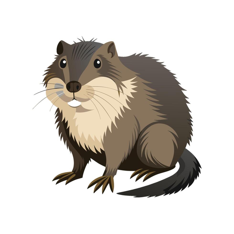 Adorable European Water Vole Grazing vector