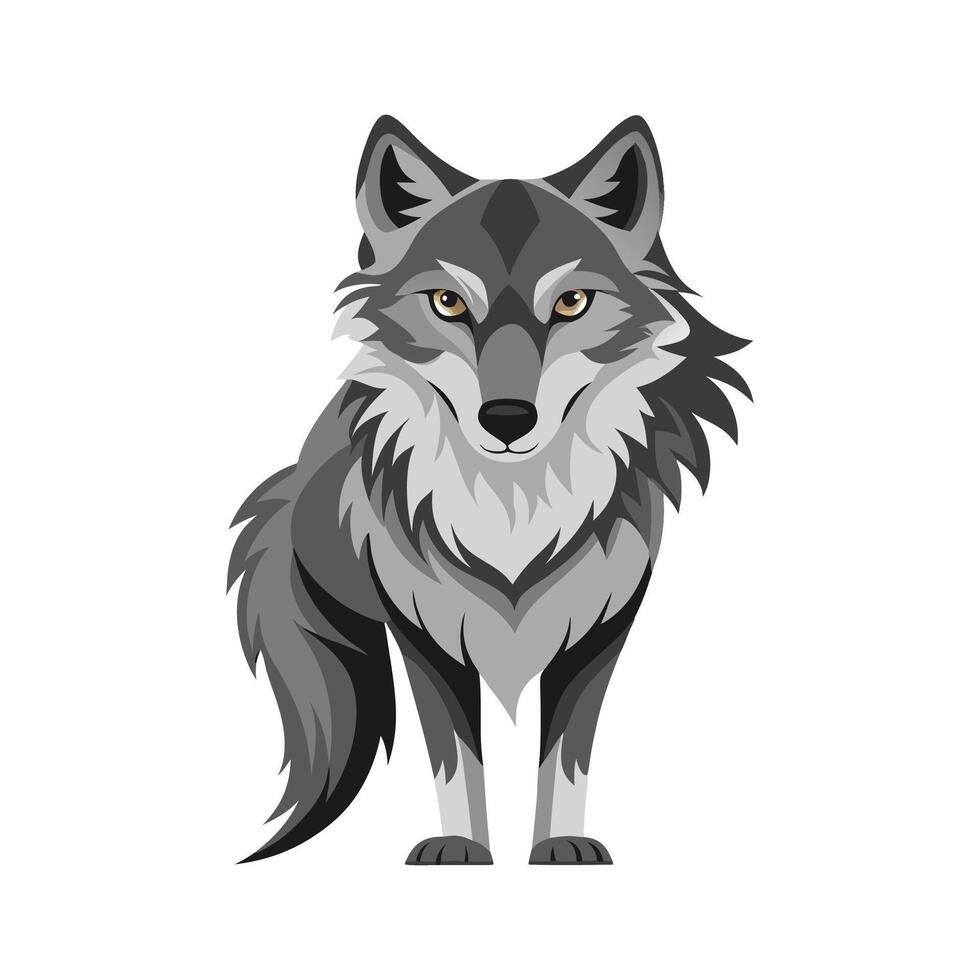Elegant Gray Wolf in Natural Landscape vector