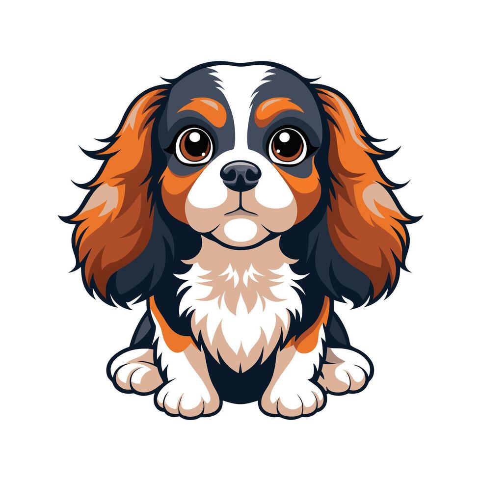 Loyal King Charles Spaniel in Relaxed Mood vector