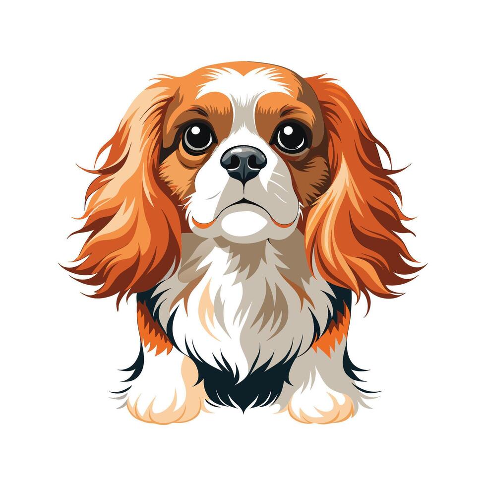 Majestic King Charles Spaniel in Scenic Landscape vector