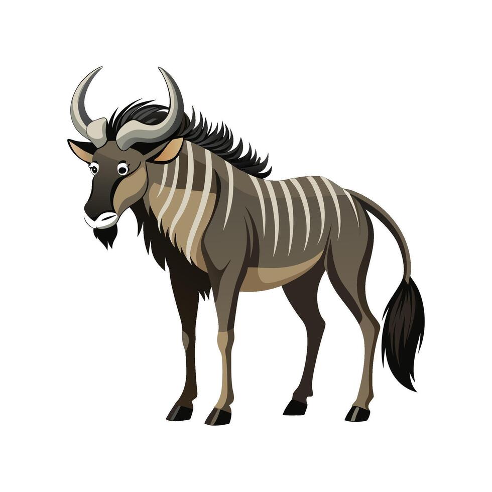 Niassa Wildebeest Illustration for Wildlife Art vector