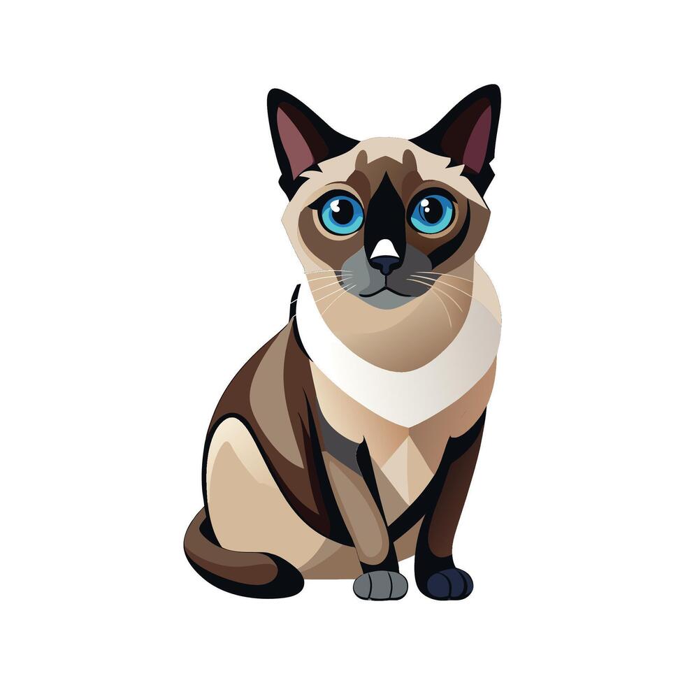 Charming Siamese Cat Illustration for Cat Lovers vector