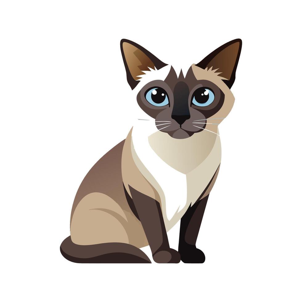 Engaging Siamese Cat Illustration for Creative Projects vector