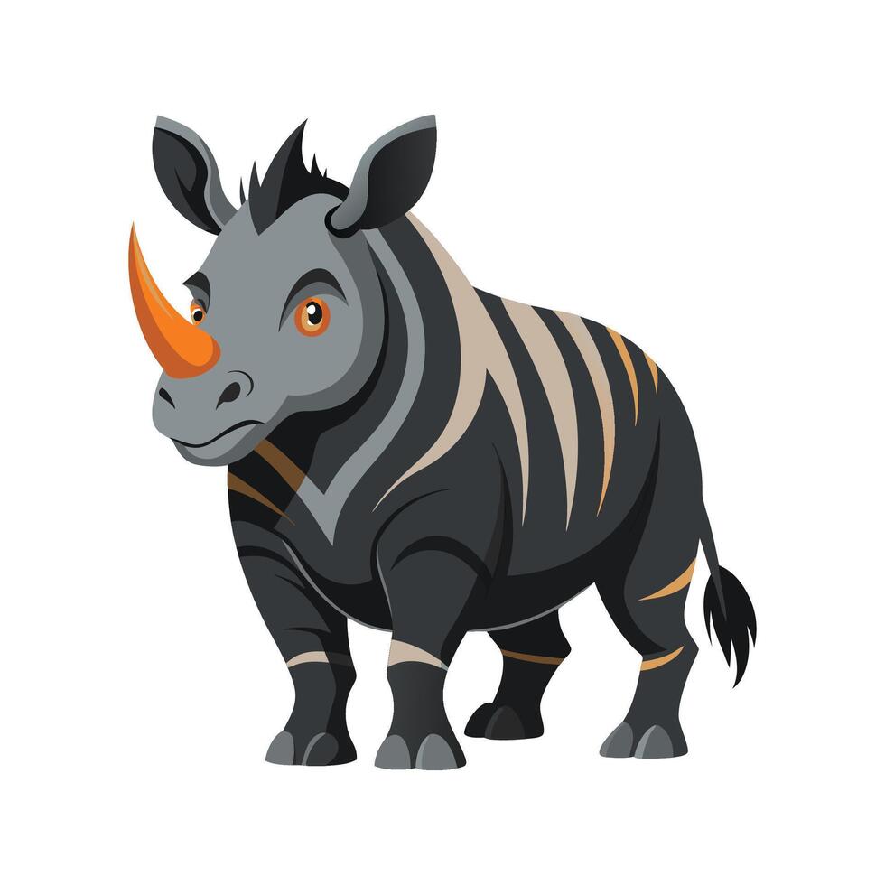 Sumatran Rhino Illustration for Unique Wildlife Art vector