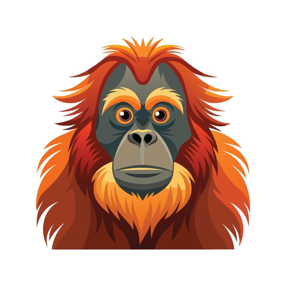 Tapanuli Orangutan Illustration for Unique Wildlife Art vector