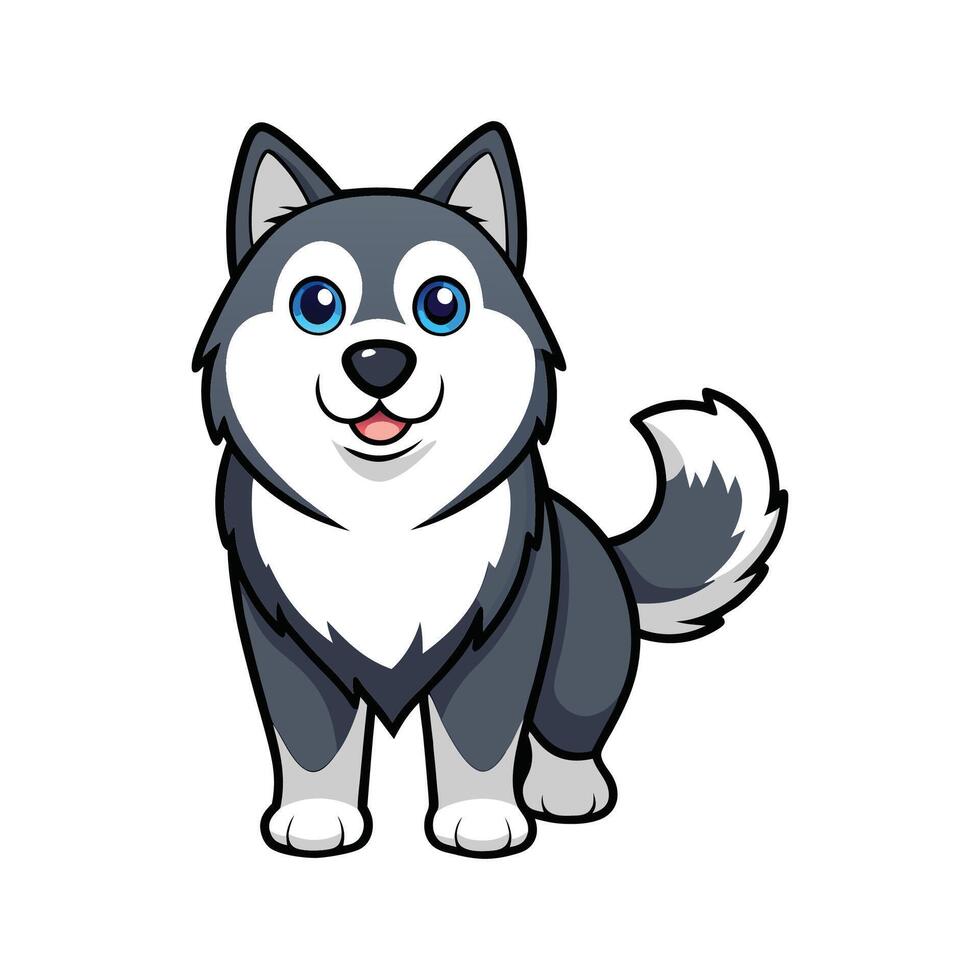 Charming Alaskan Malamute Art for Projects. Cartoon Art Animal Illustration vector