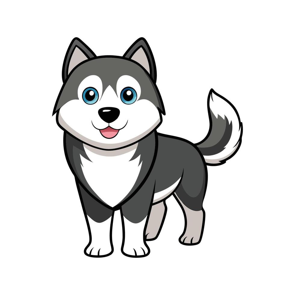 Distinct Alaskan Malamute Design. Cartoon Art Animal Illustration vector